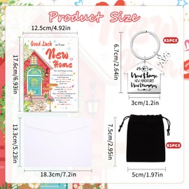 DOINEUFL New Home Gifts, Good Luck in Your New Home Card ＆ Keyring 2025, House Warming Gifts for Couple, Friends ＆ Family