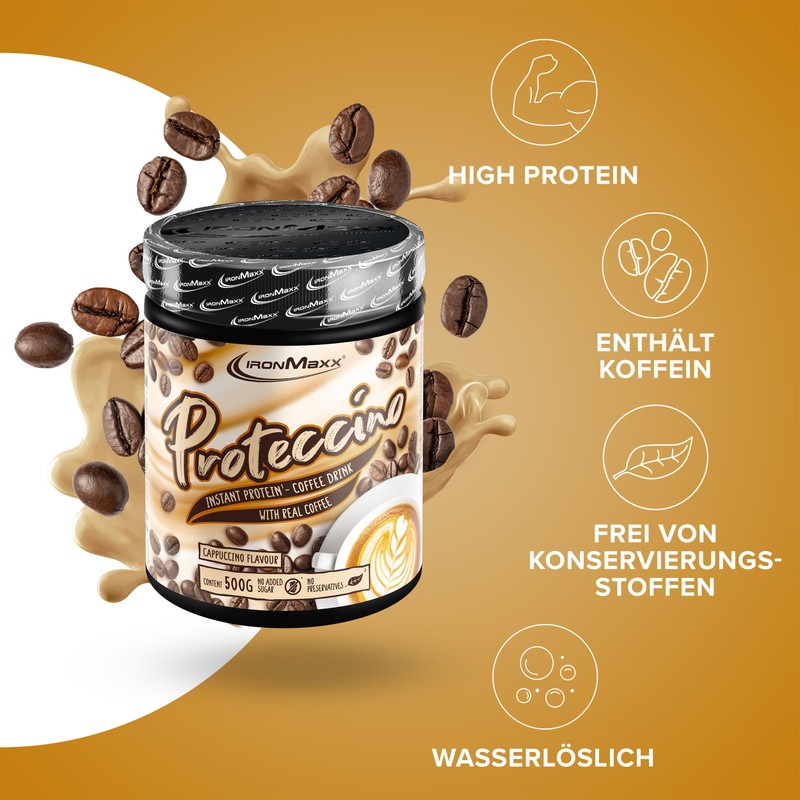 IronMaxx Proteccino Cappuccino 500 g Tin / Protein Coffee with