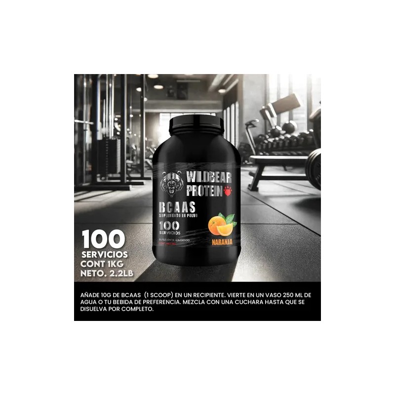 Aminoácidos Pre Entreno Bcaas Wild Beard 1kg Sabores 100serv