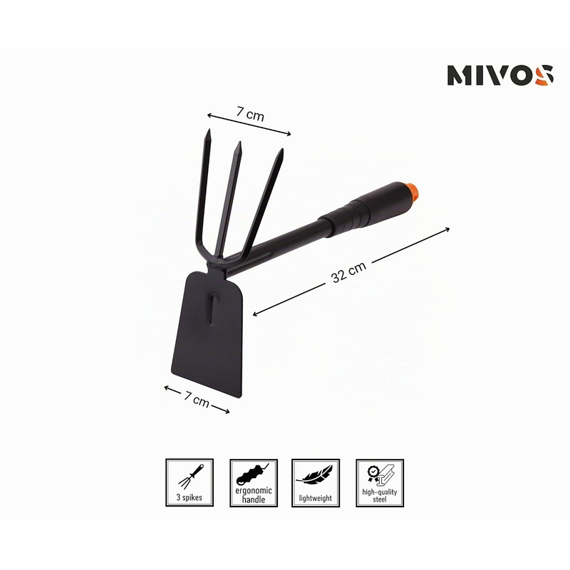 Mivos Double Hoe for the Garden with Triangle Steel –