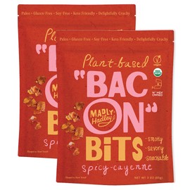 Madly Hadley Plant-Based Bacon Bits -Organic, Healthy Vegan Snack, Crunchy Topper, Keto-Friendly, Gluten-Free Topping for Salads, Pasta and Pizza - 6 Oz - Pack of Two (Spicy Cayenne)