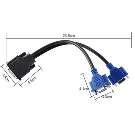 Cable De Conexión VGA Splitter Adapter Cable, 25cm Pure Copper DMS-59 Pin Macho a 2 VGA Cable Adaptador Splitter Hembra De 15 Pin para Monitor, Tarjetas De Video De Computadora