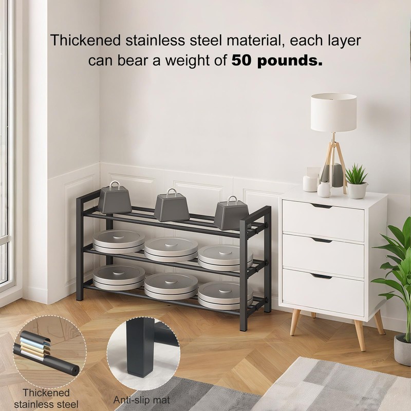 Detsuk 3-Tier Expandable Shoe Rack – Adjustable Heavy-Duty Metal Shoe