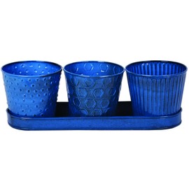 Robert Allen MPT01910 Concord Garden Flower Pot Set with Tray, 4-Inch, Oceanside Color