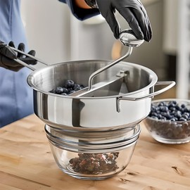 OCS Parts Pro Series Stainless Steel 3.5-Quart Food Mill with 3 Milling Discs | Rotary Food Mill for Purees, Applesauce, Jam, Baby Food, Tomato Sauce Mashed Potatoes and More