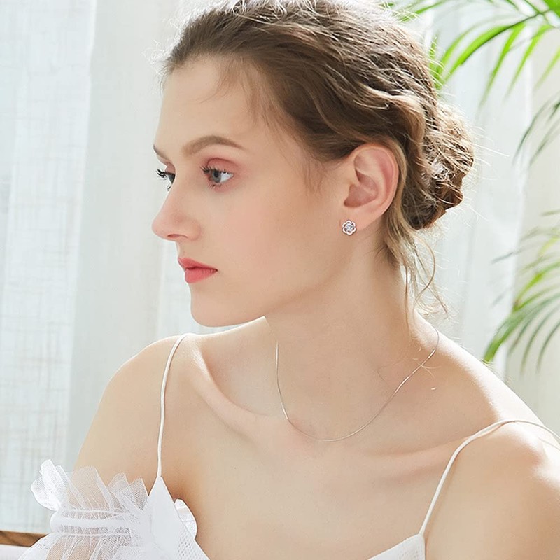 Josfeva Stud Earrings Silver 925, Silver Stud Earrings for Women,