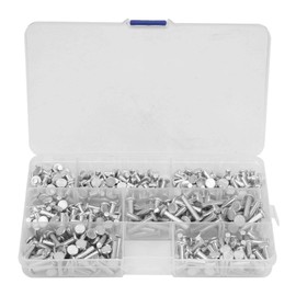 350Pcs M4 Flat Head Solid Rivets Kit, Solid Aluminum Rivet Set, Length 4mm 6mm 8mm 10mm 12mm 16mm 20mm M4 Aluminum Rivet