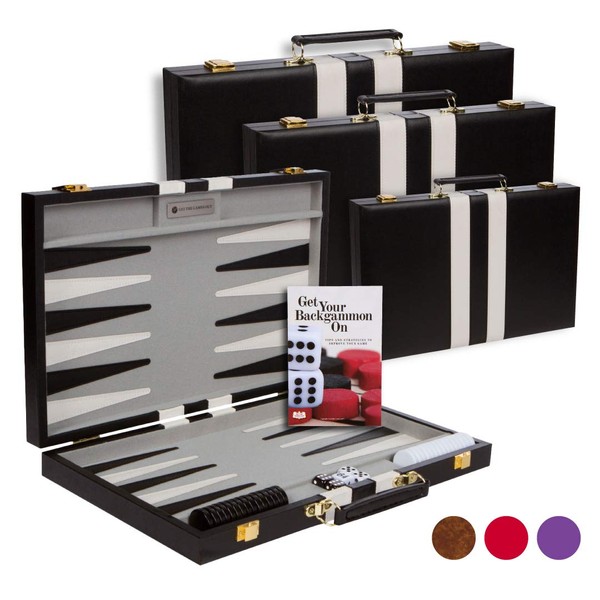 Get The Games Out Top Backgammon Set - Small 11" Travel Size Classic Board Game Case - Best Strategy & Tip Guide (Black, Small)
