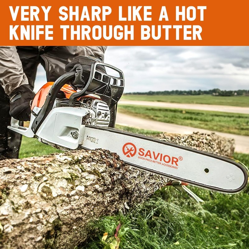 Savior 18 Inch Chainsaw Guide Bar and Chain Combo, 3/8"