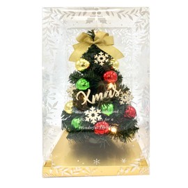Christmas Tree, Tabletop, Decorated, Mini Christmas Tree, LED Illumination Light, Ornament, Stylish, Cute, Artificial (11.0 inches (28 cm) (3 Colors: Red x Green x Gold))