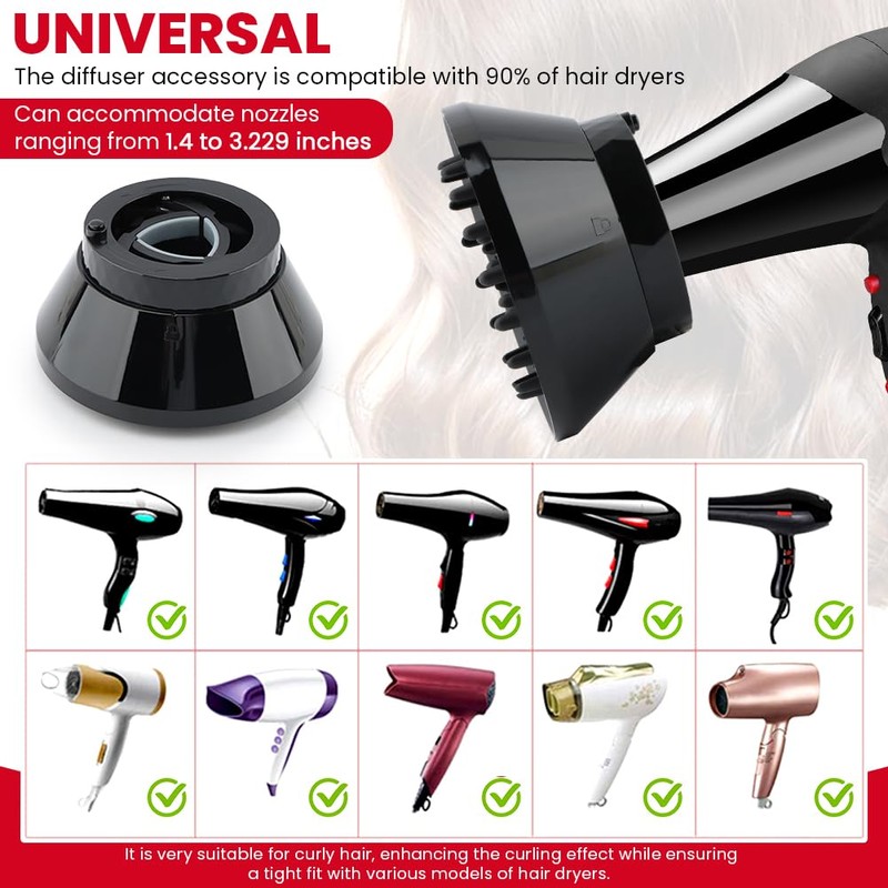 Universal Hair Dryer Diffuser Attachment for Curly and Natural Wavy