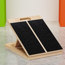 TEMI Slant Board for Calf-Stretching - Wooden Incline Wedge Stretcher for Squats, Foot & Ankle Mobility, Portable Fitness Equipment, Balance Block for Heel Stretch, Brown