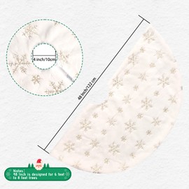 Climafusion 48 Inches Christmas Tree Skirt, Xmas Faux Fur Tree Skirts for Xmas Tree Holiday Party Decorations White Plush Gold Sequin Snowflake