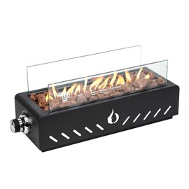 ONLYFIRE OUTDOOR LIVING 18" Tabletop Propane Gas Fire Pit Bottom-Mounted for Table with Umbrella Hole, Portable Smokeless Fireplace w/Glass Wind Guard for Patio Backyard Camping RV Tailgating, #FP027