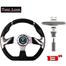 TakeLook - 13 inch Golf Cart Steering Wheel Fit for Yamaha/EZGO/Club Car/Star Car/Excar/icon and Other Most Models Golf Cart. (Steering Wheel - Flat)