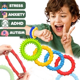 DasKid 4 Pack Fidget Sensory Bracelets – Stretchy Anxiety Relief Toys for Kids and Adults, Stress Relief Wristbands for Focus, Calming, and ADHD Support
