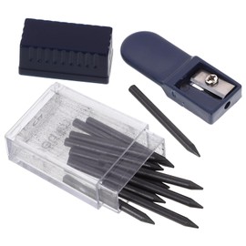 Operitacx 2mm Graphite Compass Lead, Break Resistant Compass Refill with Pencil Sharpeners, Replacement Lead Refill in Storage Container for Drafting Compass, Pencil Compass