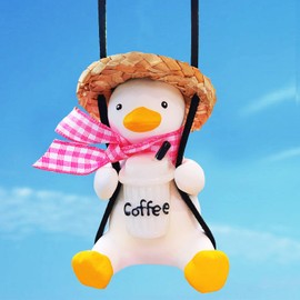 Swinging Duck Car Hanging Ornament, Pink Car Mirror Hanging Accessories, Cute Car Decor Charm Pendant Rear View Mirror Accessories Car Interior Accessories, Office/Home Decor