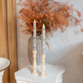 CozierGlow Flameless Taper Candles Flickering with Remote and Timer, 3D Moving Flame Taper Candle Battery Operated to 400 Hours, 9 Inch Window Candles, (Birch Bark)