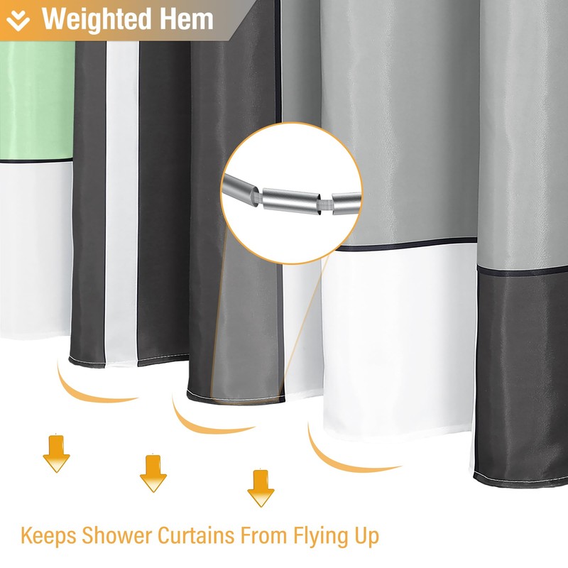 BTTN Extra Long Geometric Decorative Fabric Shower Curtain Set -