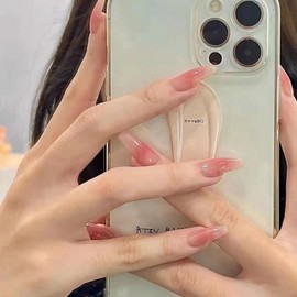 Nail Tip, Long, 24 Pieces, Nail Tip, False Nail, Gradient, Pink, Popular, Japanese Style, Cute, Simple, Fashionable Party, Nail Tip, Autumn, Spring, Summer, Bride, Glossy, Coming of Age of Age