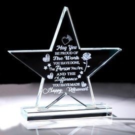 Ornalrist Retirement Gifts for Women Men, Unique Engraved Glass Keepsakes, Happy Retirement Gifts for Mum Colleagues Teacher Friend Nurse Coworkers