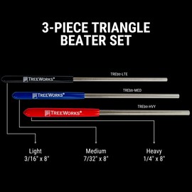 TreeWorks Chimes Triangle Beaters Set of 3 – MADE IN USA – Stainless Steel Strikers – Professional Percussion Musical Instrument Accessory