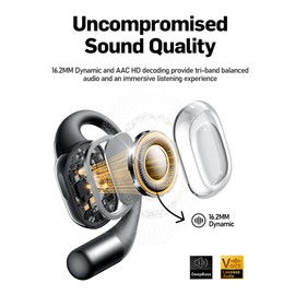 Picun Open Ear Headphones, Bluetooth 5.4 Wireless Earbuds with LED Display, Snug Fit Ear Hooks, Multipoint Connection, IP54 Waterproof, Mic Clear Calls, 40H Playtime Sports for Running Workout - Black