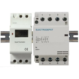 MIGRO 40A Timer 4 Pole Time Switch 120VAC, 7 Day 24 Hr Programmable DIN, 50A  30A, 2Hp