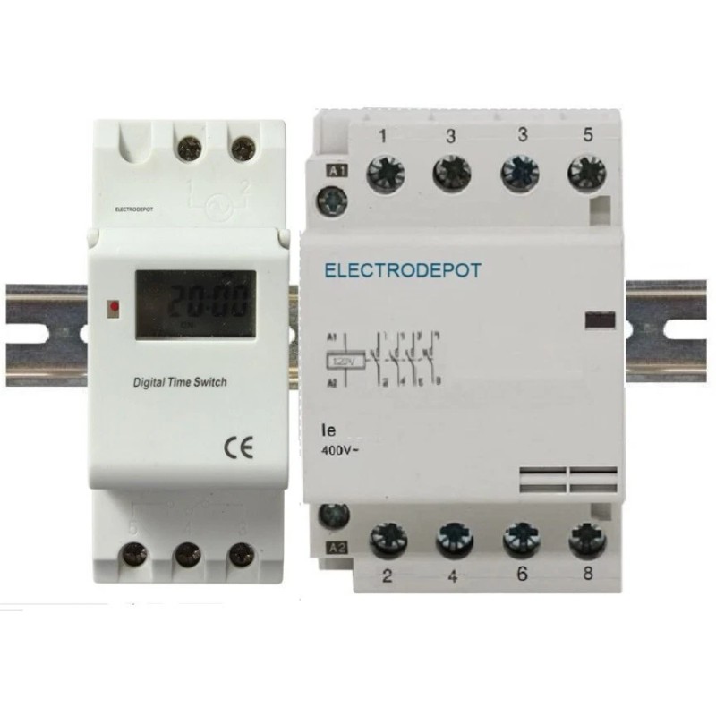 MIGRO 40A Timer 4 Pole Time Switch 120VAC, 7 Day