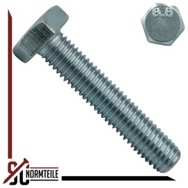 SC933 Hexagon Head Screws with Full Thread 8.8 - M12 x 120 mm - Pack of 5 - DIN 933 / ISO 4017 - Galvanised Steel