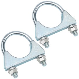 Yeepeo Pack of 2 Bow Clamps, 45 mm Exhaust Clamps, Galvanised Steel Pipe Clamps, Round Pipe Bracket Clamp with Nut Plate, U-Bolts for Pipe Connections