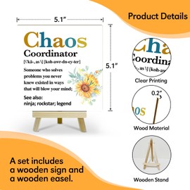 Chaos Coordinator Gifts Appreciation Gifts Thank You Gift for Women Boss Lady Manager Leader Mentor Coworker Farewell Gifts Sunflower Home Office Desk Decor Wood Sign Table Centerpiece for Bedroom -20