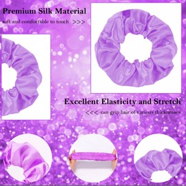 KICOSY 20PCS Purple Scrunchies Bulk Purple Hair Ties for Women Silk Satin Scrunchies for Girls Purple Hair Accessories Large Purple Hair Bands
