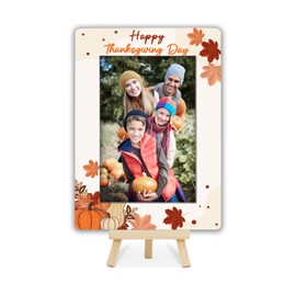 HJLLOQR Thanksgiving Picture Frame 4x6, Fall Pumpkin Maple Leaf Photo Frame, Autumn Sign Decor, Thanksgiving Gift for Desktop or Office Display -D08
