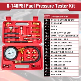 BETOOLL 0-140PSI Fuel Pressure Tester Kit, Fuel Injector Injection Pump Pressure Gauge Kit for Gasoline Cars, Trucks and Motorcycles