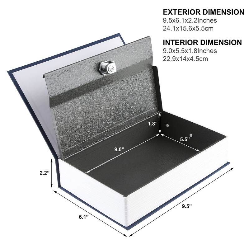 Tahoe trails Book Safe with Key Lock, Portable Metal Safe