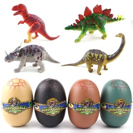 Haruhana Jurassic Eggs Dinosaur 3D Puzzle, Dinosaur Egg, Dinosaur Toy, Model, Assembly Required, Toy, Figure, 48 Types in Total, Set of 4 Eggs