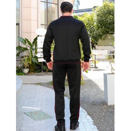DOINLINE Men's Track Suits 2 Piece Outfit Long Sleeve Jogging Tracksuit Sweatsuit Running Athletic Sports Set Black-red S