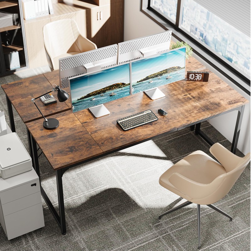 Huuger Computer Desk, 70 Inch Office Desk, Gaming Desk with