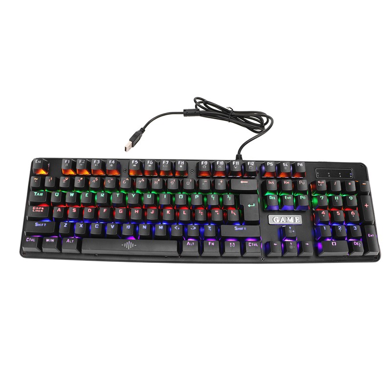 Mechanical Gaming Keyboard Wired RGB Backlit 104 Keys ABS Blue