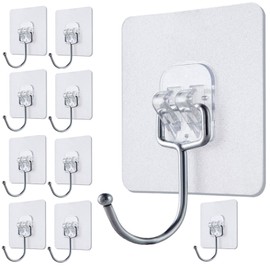 EBUKTUK Wall Hooks with Good Adhesion, Wall Hook Waterproof Transparent Hooks, Adhesive Hooks for Hanging Clothes, Towels, Keys, Sunglasses, and Kitchenware, Installation Without Tools Required, 5pcs