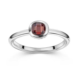 MATERIA by Matthias Wagner Square Gemstone Ring 925 Silver for Women, Gemstone, Garnet