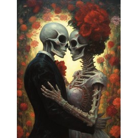 Reofrey DIY Diamond Art Kits for Adults Skeleton, Couple Full Drill Round Rhinestone Diamond Painting Kits, Cross Stitch Embroidery Canvas for Crafts Home Wall Decor 30x40cm