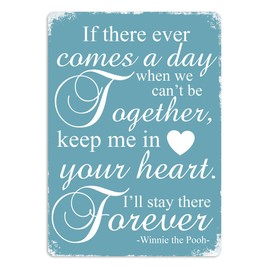 Winnie The Pooh Quote Heart- Blue. Metal Wall Sign Plaque Art Inspirational