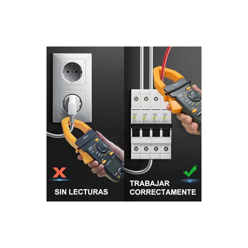 Multímetro de gancho Medidor de Corriente Voltaje ACDC, Rango automático