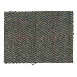 Harris Tweed Fabric Cloth Genuine 100% Pure Virgin Wool - Moss Green - 20 x 15cm (Sample)