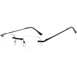 Aloha Eyewear Simplicity Slim, Semi-Rimless Reading Glasses for Men and Women (Gunmetal +3.50)