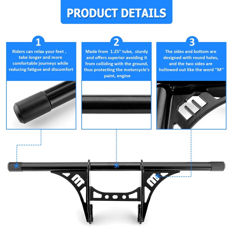 Wsays Crash Bars Front Highway Peg Engine Guard Compatible with