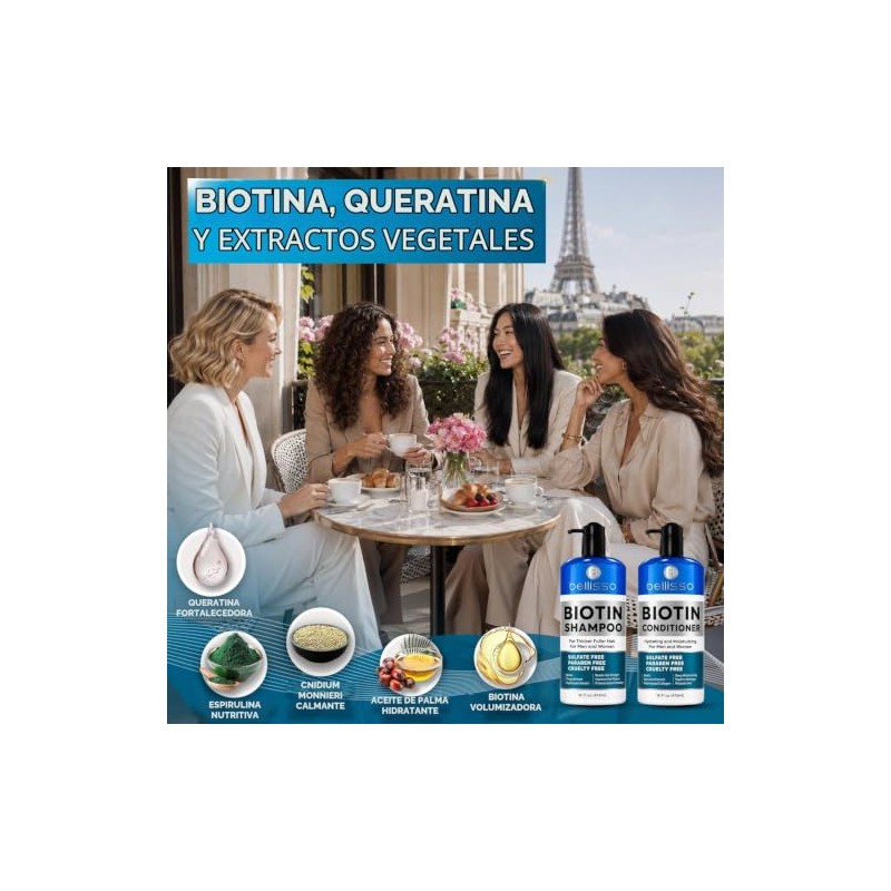 BELLISSO Juego de Champú y Acondicionador de Biotina para el